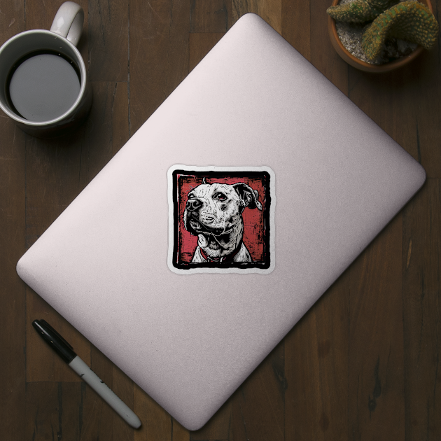 Retro Art American Pit Bull Terrier Dog Lover by June Sixteen